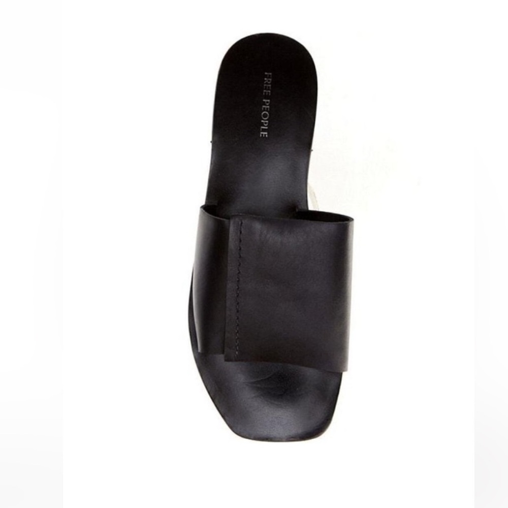 Free People Verona Slide Sandals Black Suede Leather Topstitch Detail Size 38.5 - Picture 4 of 12